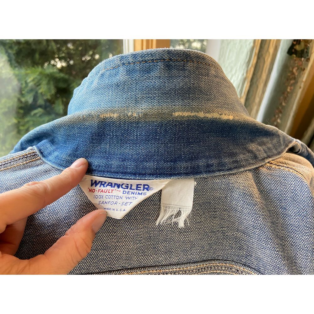 Vtg 70s 80s Wrangler No Fault Denim Sanfor Set Harley David. Patch M Jean Jacket - Picture 5 of 10